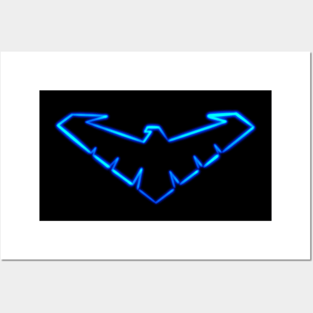 Neon Wing of the night symbol Wall Art by Randomart